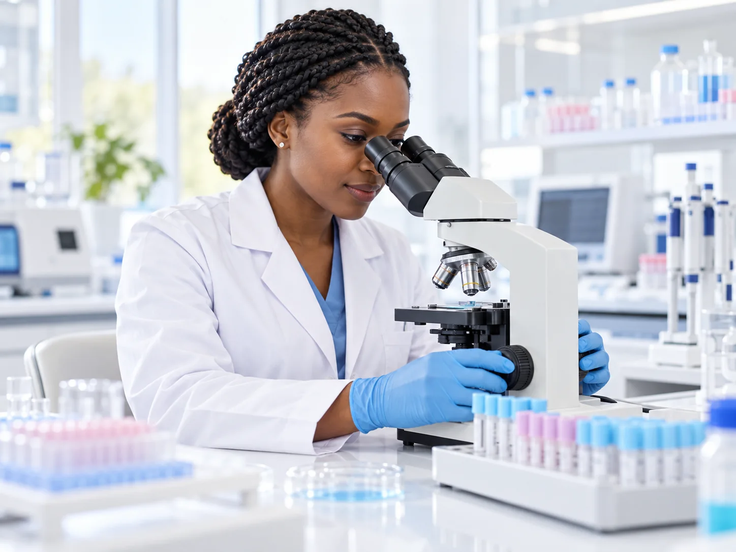Laboratory scientist monitoring diagnostic samples
